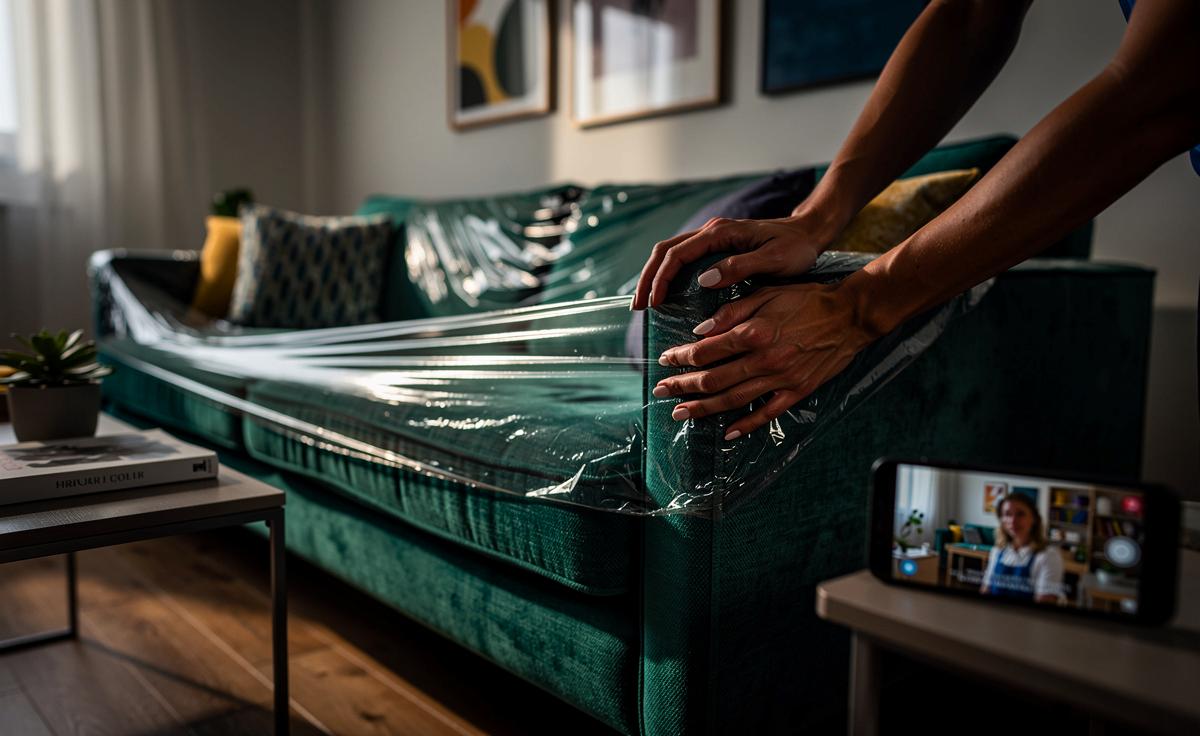 Möbelbesitzer leise verwirrt: Warum plötzlich alle Klarsichtfolie über ihre Sofas spannen, Home-Organizer schwören darauf